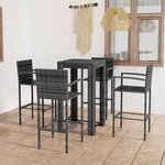vidaXL Jeu de bar de jardin 5 Pièces avec accoudoirs Résine tressée Gris