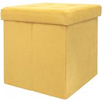 Pouf coffre pliable en suédine assise capitonnée