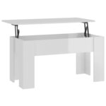 vidaXL Table basse Blanc brillant 101x49x52 cm Bois d'ingénierie