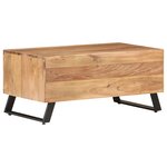 vidaXL Table basse 90x50x40 cm Bois d'acacia solide avec bord naturel