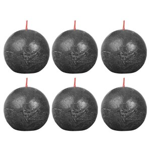 Bolsius Bougies boule rustiques Shine 6 Pièces 76x71 mm Gris orageux