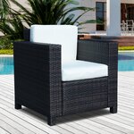 Fauteuil canape salon de jardin resine rotin tresse brun 1 place