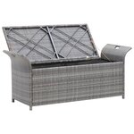 vidaXL Banc de rangement avec coussin Gris 138 cm Résine tressée