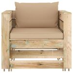 vidaXL Salon de jardin 2 Pièces avec coussins vert bois imprégné