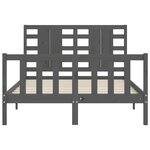 vidaXL Cadre de lit avec tête de lit gris 140x190 cm bois massif