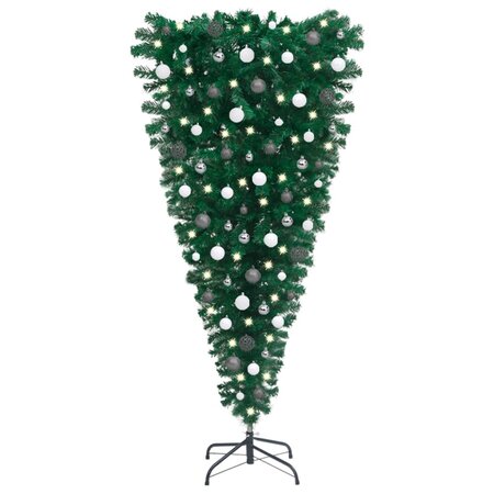 vidaXL Arbre de Noël artificiel renversé pré-éclairé et boules 120 cm