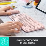Clavier ordinateur - bluetooth - logitech - k380 multi-device - rose