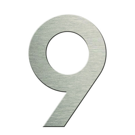 Numéro 9-Numéro adhésif pour boîtes aux lettres - Vinyle épais texturé, hauteur 50 mm - Inox Brossé