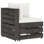 vidaXL Canapé de jardin 2 places avec coussins bois imprégné de gris