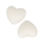 2 perles silicone coeur - 29 x 19 x 12 mm - blanc