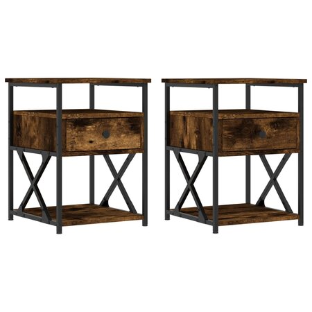vidaXL Tables de chevet 2 Pièces chêne fumé 40x42x55 cm bois d'ingénierie