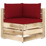 vidaXL Canapé de jardin 2 places avec coussins Bois imprégné de vert