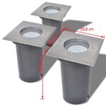 vidaXL Lampes au sol à LED d'extérieur 3 Pièces carré