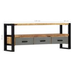 vidaXL Meuble TV 130 x 30 x 50 cm Bois massif de manguier