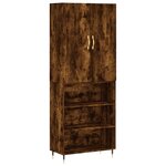 vidaXL Buffet haut Chêne fumé 69 5x34x180 cm Bois d'ingénierie