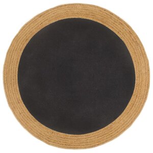 vidaXL Tapis tressé Noir et naturel 150 cm Jute et coton Rond