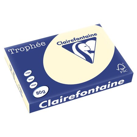 Papier couleur A3 Ivoire pastel 80g Trophée - Ramette de 500 feuilles (ramette 500 feuilles)