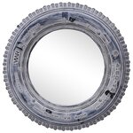 vidaXL Miroir Blanc 50 cm Pneu en caoutchouc recyclé