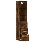 vidaXL Buffet haut Chêne fumé 34 5x34x180 cm Bois d'ingénierie