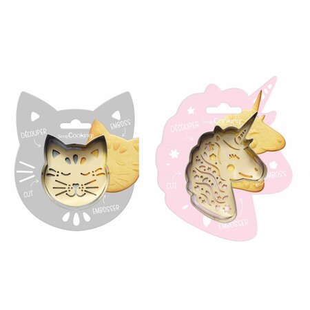 Kit pour biscuit en relief Chat + Licorne