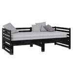 vidaXL Lit coulissant Noir Bois de pin massif 2x(90x200) cm