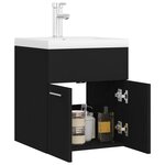 vidaXL Armoire d'évier avec lavabo intégré Noir Aggloméré
