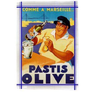 Torchon de cuisine rectangulaire en coton marseille