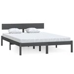 vidaXL Cadre de lit Gris Bois de pin massif 150x200 cm UK King