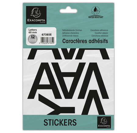 Pochette De Lettres Adhésives Noires A-z 60 Mm - X 10 - Exacompta