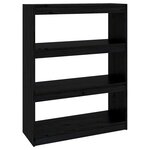 vidaXL Bibliothèque/Séparateur de pièce Noir 80x30x103 5 cm Pin solide