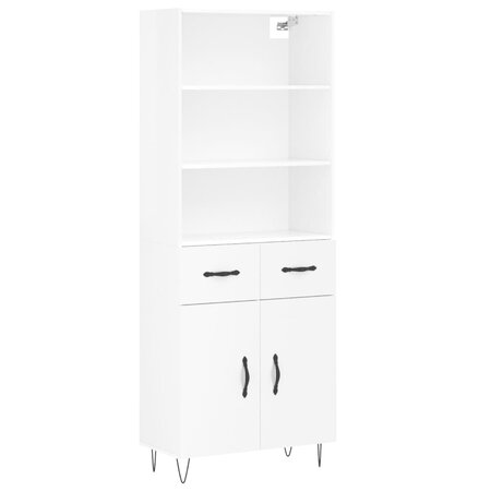 vidaXL Buffet haut Blanc brillant 69 5x34x180 cm Bois d'ingénierie