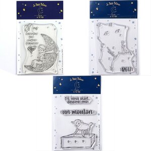 5 Tampons transparents Le Petit Prince et La lune + Astéroïd + Mouton