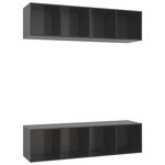 vidaXL Meubles TV muraux 2 Pièces Gris brillant Aggloméré