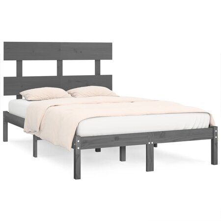 vidaXL Cadre de lit Gris Bois massif 120x200 cm