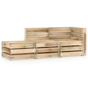 vidaXL Salon de jardin 3 Pièces Bois de pin imprégné de vert