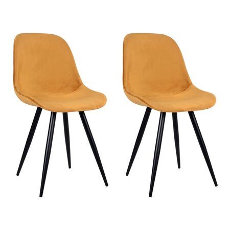 LABEL51 Chaises à manger lot de 2 Capri 46x56x88 cm ocre