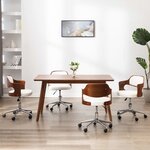 vidaXL Chaises pivotantes à manger lot de 4 bois courbé et similicuir