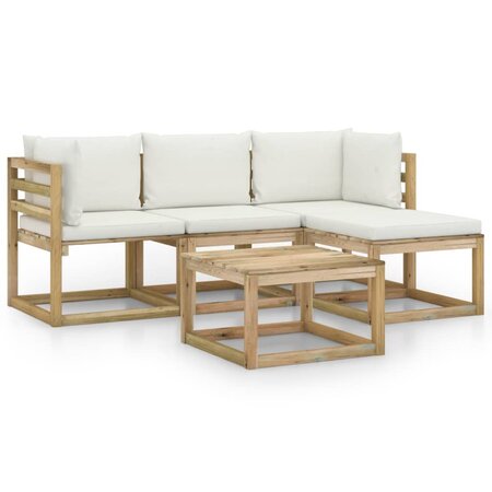 vidaXL Salon de jardin 5 Pièces avec coussins crème