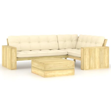 vidaXL Salon de jardin 2 Pièces avec coussins bois de pin imprégné