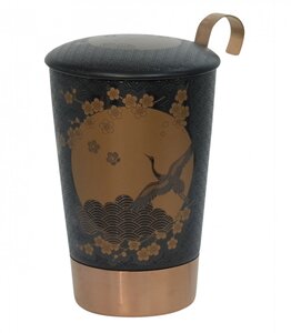 Tasse en porcelaine à double paroi avec infuseur komorebi noire