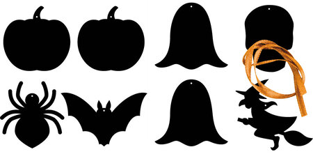 Formes halloween à gratter 8 à 10 cm 8 pièces + grattoir