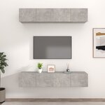 vidaXL Meubles TV 4 Pièces Gris béton 80x30x30 cm Bois d'ingénierie