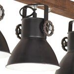 vidaXL Plafonnier industriel Noir E27 Bois de manguier