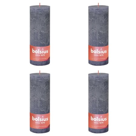 Bolsius Bougies pilier rustiques Shine 4 Pièces 190x68 mm Bleu crépuscule