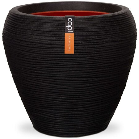 Capi Pot à fleurs Nature Rib Conique 42 x 38 cm Noir KBLR362