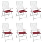 vidaXL Coussins de chaise de jardin 6 Pièces rouge bordeaux 50x50x3 cm