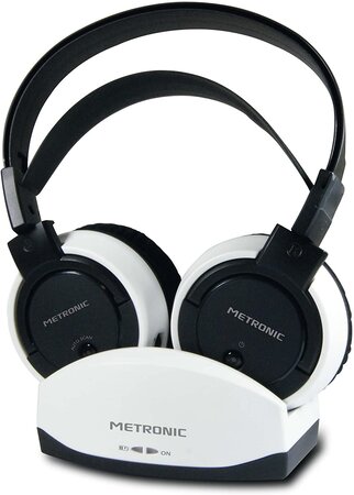 Casque Tv Sans Fil Uhf Rechargeables Avec Station D'Accueil Et De Charge Noir Blanc