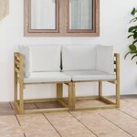 vidaXL Canapés d'angle de jardin 2Pièces et coussins Pin imprégné de vert