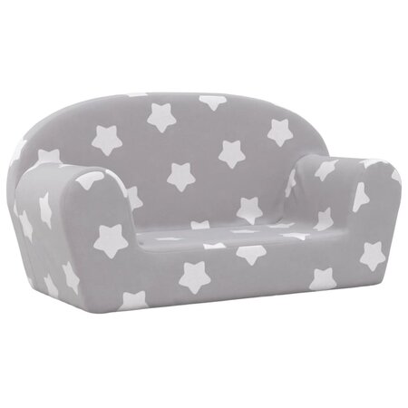 vidaXL Canapé pour enfants à 2 places Gris clair étoiles Peluche douce