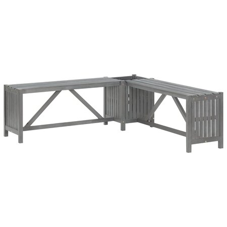vidaXL Banc d'angle de jardin et jardinière 117 cm Bois d'acacia Gris
